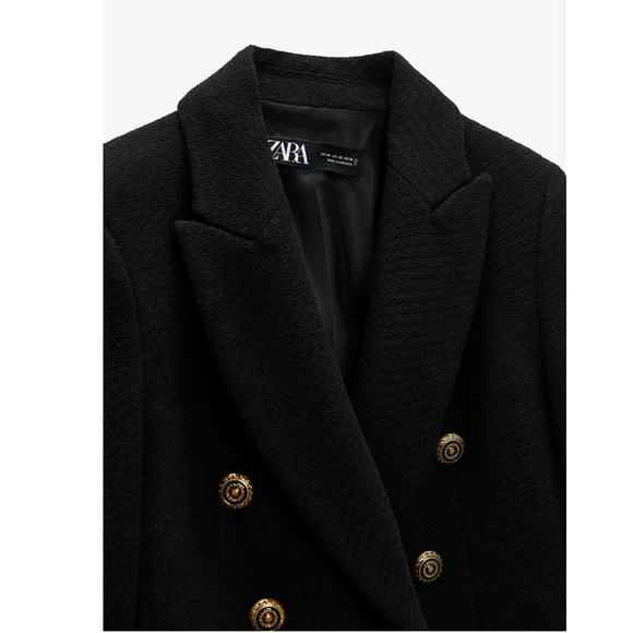 ZARA | NWT BLACK DOUBLE BREASTED LONG BLAZER - Picture 12 of 13
